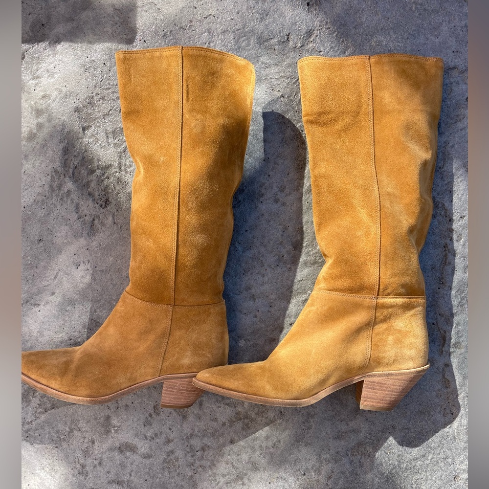 BA&SH Suede boots Tan leather  shops Cowboy - Picture 5 of 10
